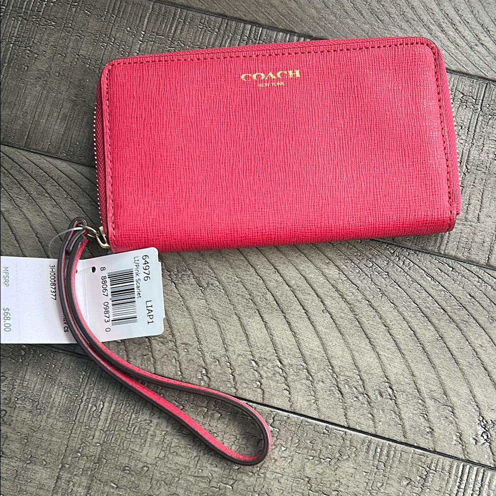 Coach Vibrant Pink/Scarlet Wristlet